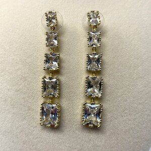 White Faux Diamonds Cubic Zirconia Dangling Earrings